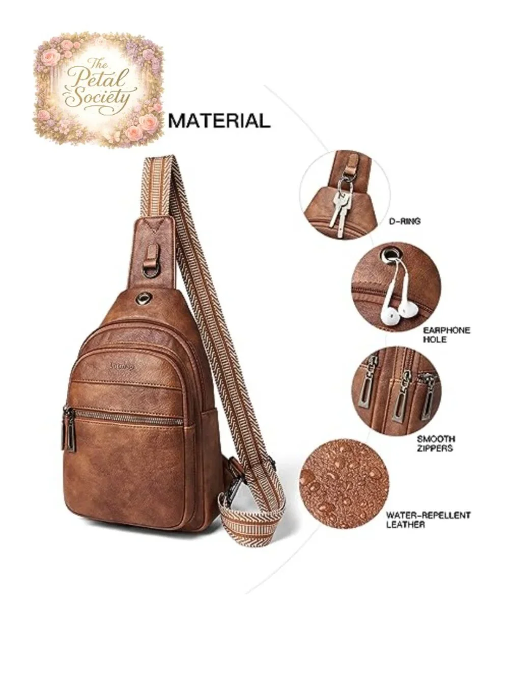 Faux Leather Anti Theft Sling Bag Crossbody Backpack Waterproof